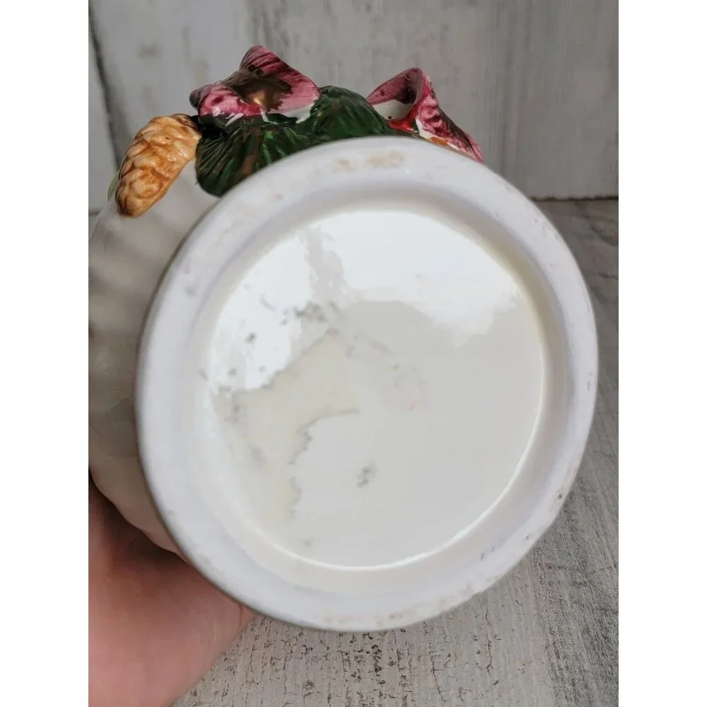 Bow pinecone mini‎ cookie vase jar vintage home decor mistletoe xmas